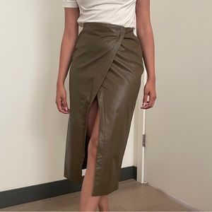 Zara dark green faux leather skirt